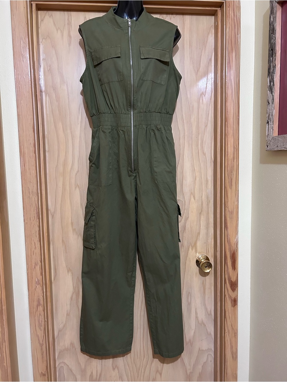 NWOT Sincerely Jules Olive Green Sleeveless Cargo Jumpsuit